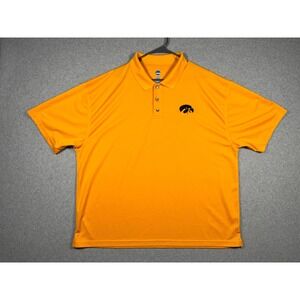 NCAA Iowa Hawkeyes Polo Shirt Mens 2XL Yellow Polyester Short Sleeve KA Inc Logo